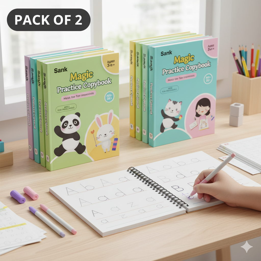 Magic Book Set of 2 ( 8 Book + 20 Refill+2 Pen+2 Grip)