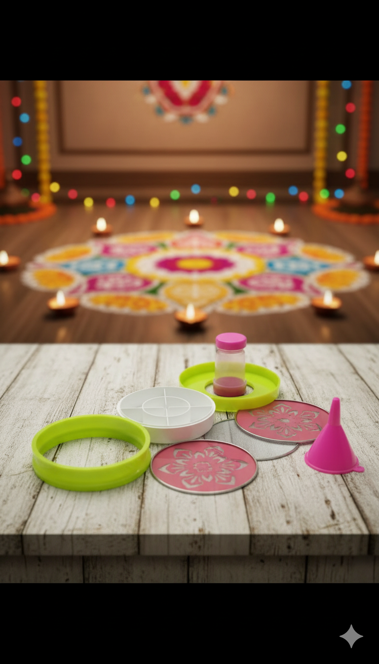 Rangoli Making Kit Includes Magic Tool (4 inch) Random Design