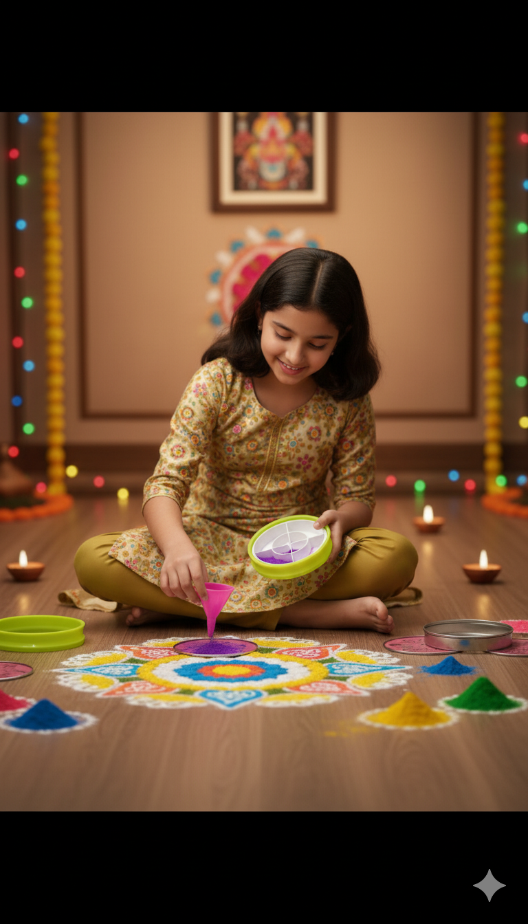 Rangoli Making Kit Includes Magic Tool (4 inch) Random Design